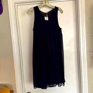 MSK Chiffon Sleeveless Swing Cocktail Navy Blue Dress Size 10